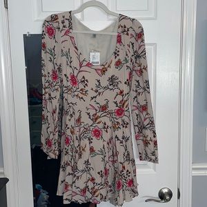 UO Floral Long Sleeve Mini Dress